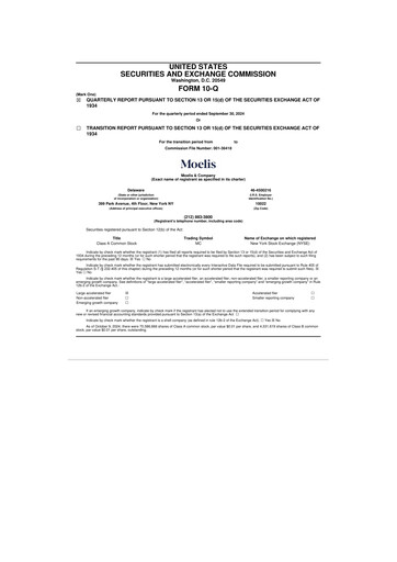 Miniature Moelis & Company 10-Q Rapport trimestriel 2024 