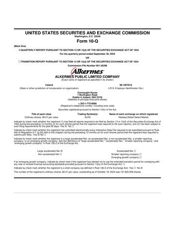 Thumbnail Alkermes 10-Q Quarterly Report FY2024 