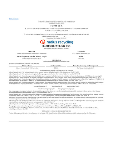 Vorschaubild Radius Recycling 10-K Jahresbericht 2024
