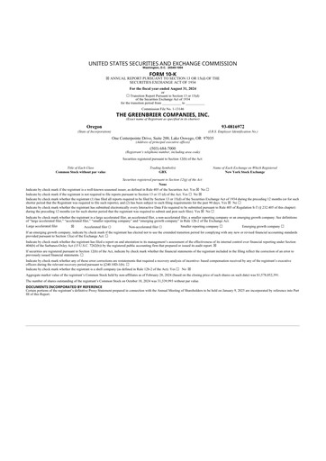 Thumbnail The Greenbrier Companies
 10-K Annual Report 2024