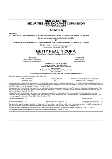 Thumbnail Getty Realty 10-Q Quarterly Report FY2024 