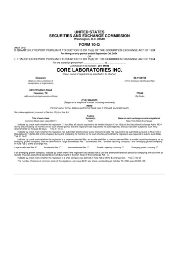Vorschaubild Core Laboratories
 10-Q Quartalsbericht 2024 