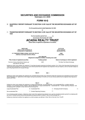 Thumbnail Acadia Realty Trust
 10-Q Quarterly Report FY2024 