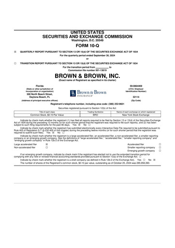 Thumbnail Brown & Brown
 10-Q Quarterly Report FY2024 