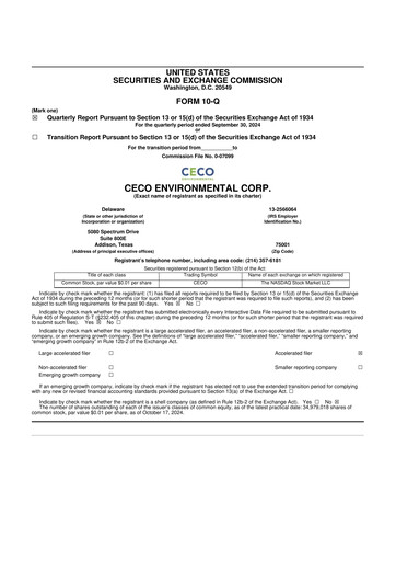 Thumbnail CECO Environmental
 10-Q Quarterly Report FY2024 