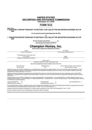 Miniature Champion Homes 10-Q Rapport trimestriel 2025 