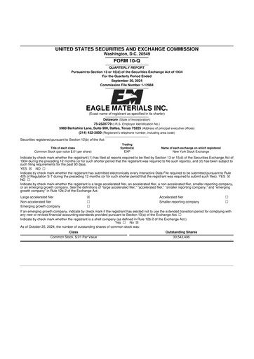 Thumbnail Eagle Materials
 10-Q Quarterly Report FY2024 