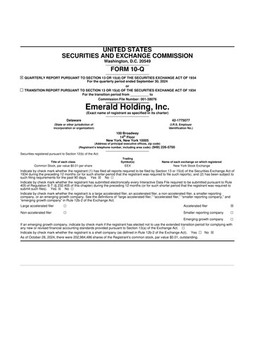 Thumbnail Emerald Holding 10-Q Quarterly Report FY2024 