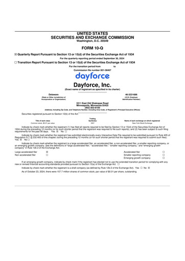 Miniature Dayforce 10-Q Rapport trimestriel 2024 
