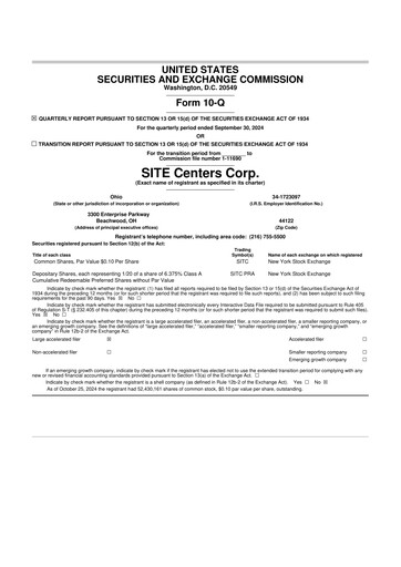 Thumbnail SITE Centers
 10-Q Quarterly Report FY2024 
