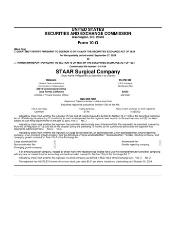 Thumbnail STAAR Surgical 10-Q Quarterly Report FY2024 