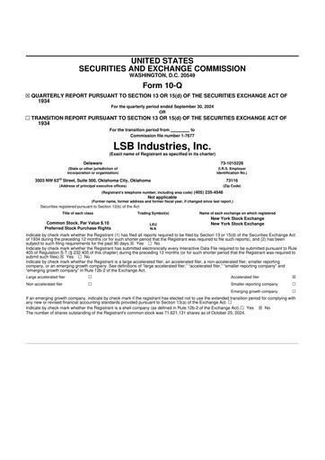 Thumbnail LSB Industries 10-Q Quarterly Report FY2024 