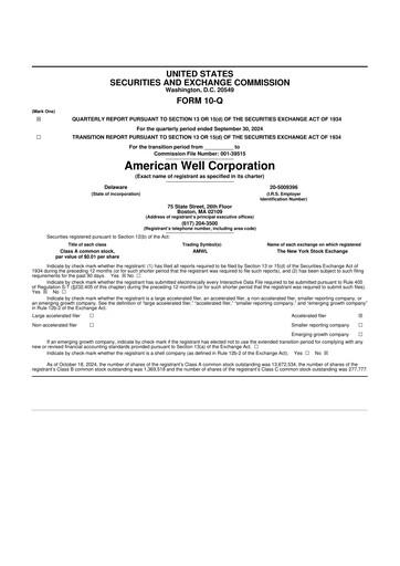 Thumbnail American Well
 10-Q Quarterly Report FY2024 
