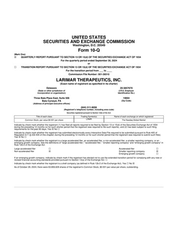 Thumbnail Larimar Therapeutics 10-Q Quarterly Report FY2024 