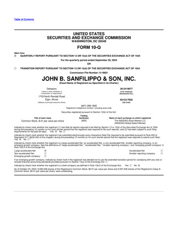 Thumbnail John B. Sanfilippo & Son 10-Q Quarterly Report FY2024 