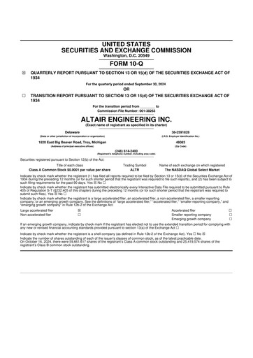 Vorschaubild Altair Engineering
 10-Q Quartalsbericht 2024 
