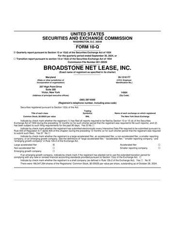 Vorschaubild Broadstone Net Lease 10-Q Quartalsbericht 2024 