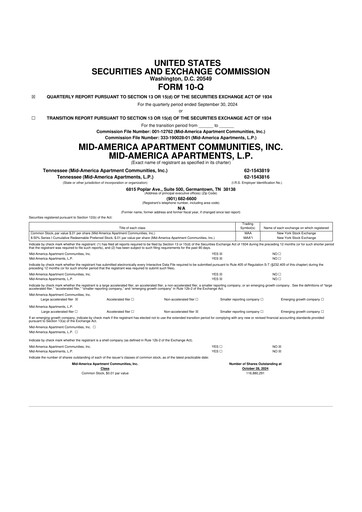Thumbnail Mid-America Apartment Communities 10-Q Quarterly Report FY2024 