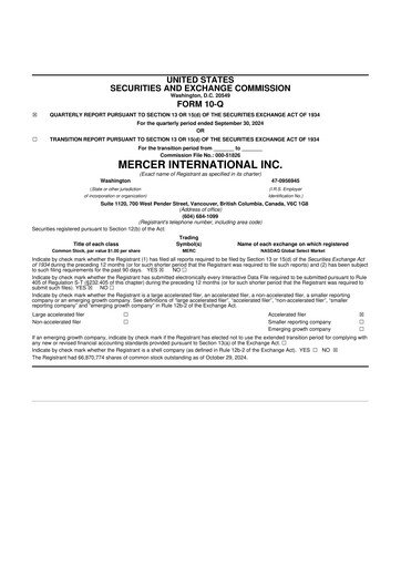 Thumbnail Mercer International 10-Q Quarterly Report FY2024 