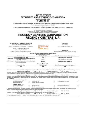 Thumbnail Regency Centers
 10-Q Quarterly Report FY2024 