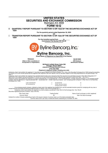 Miniature Byline Bancorp 10-Q Rapport trimestriel 2024 