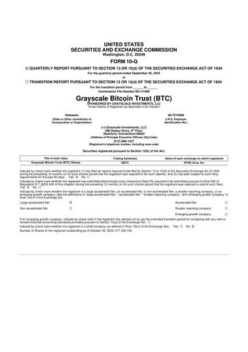 Vorschaubild Grayscale Bitcoin Trust 10-Q Quartalsbericht 2024 