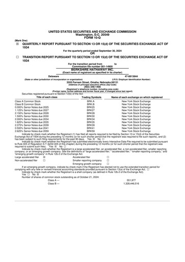 Vorschaubild Berkshire Hathaway  10-Q Quartalsbericht 2024 