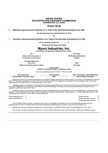 Thumbnail Myers Industries 10-Q Quarterly Report FY2024 