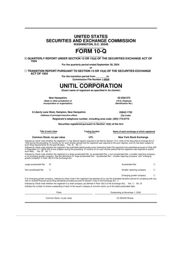 Thumbnail Unitil Corporation
 10-Q Quarterly Report FY2024 
