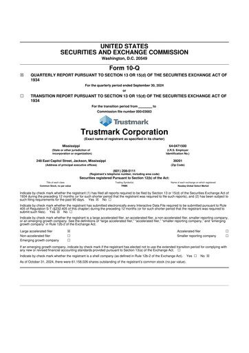 Thumbnail Trustmark 10-Q Quarterly Report FY2024 