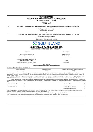 Thumbnail Gulf Island Fabrication
 10-Q Quarterly Report FY2024 