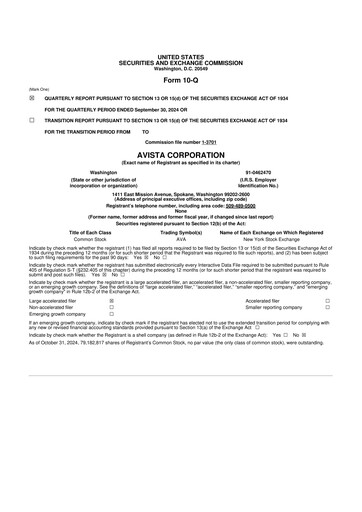 Thumbnail Avista
 10-Q Quarterly Report FY2024 