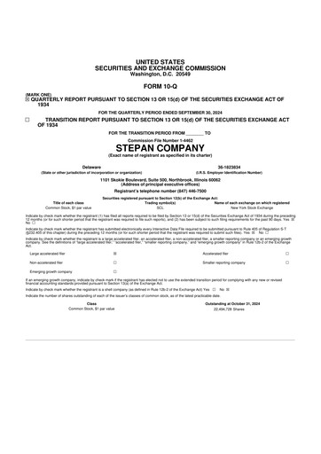 Thumbnail Stepan Company
 10-Q Quarterly Report FY2024 