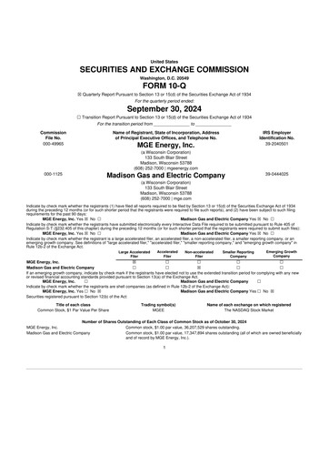 Thumbnail MGE Energy
 10-Q Quarterly Report FY2024 
