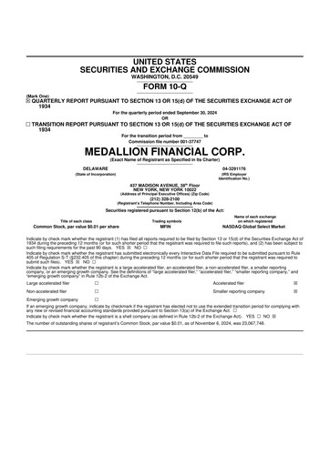 Thumbnail Medallion Financial Corp. 10-Q Quarterly Report FY2024 