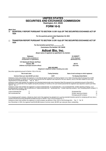 Thumbnail Adicet Bio 10-Q Quarterly Report FY 