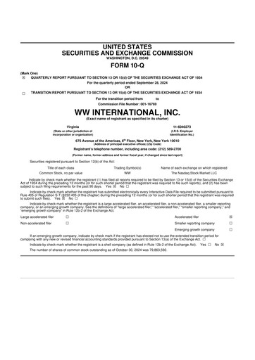 Thumbnail Weight Watchers 10-Q Quarterly Report FY2024 
