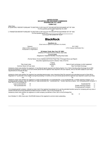 Miniature BlackRock 10-Q Rapport trimestriel 2024 