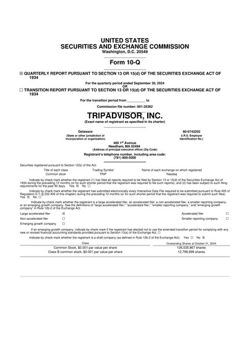 Thumbnail TripAdvisor 10-Q Quarterly Report FY2024 