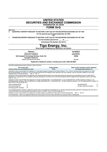 Vorschaubild Tigo Energy 10-Q Quartalsbericht 2024 