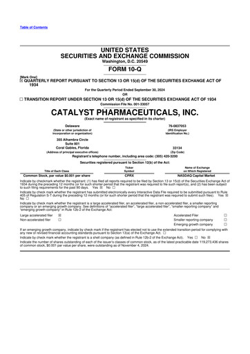 Thumbnail Catalyst Pharmaceuticals 10-Q Quarterly Report FY2024 