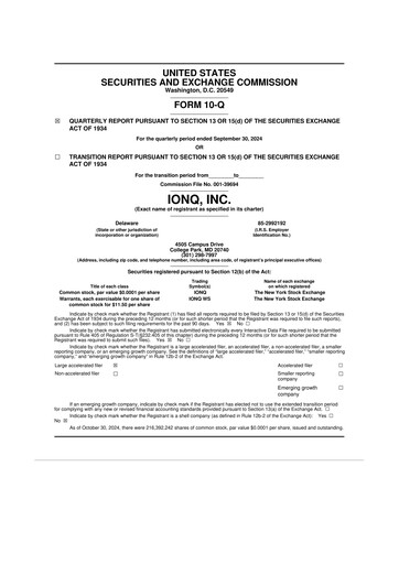 Vorschaubild IonQ 10-Q Quartalsbericht 2024 