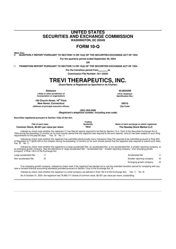 Thumbnail Trevi Therapeutics 10-Q Quarterly Report FY2024 
