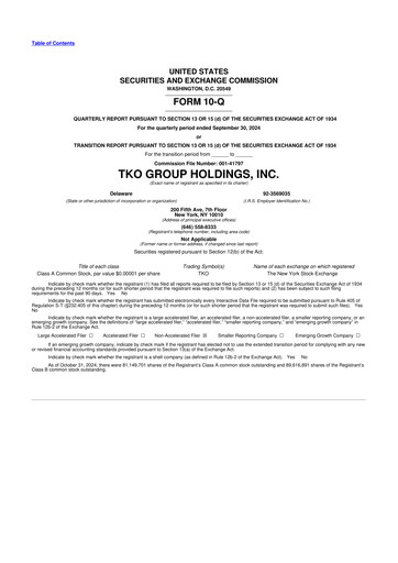 Thumbnail TKO Group Holdings 10-Q Quarterly Report FY2024 