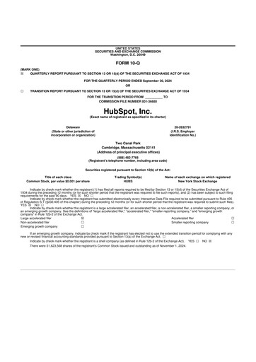 Vorschaubild HubSpot 10-Q Quartalsbericht 2024 