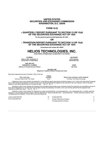 Thumbnail Helios Technologies 10-Q Quarterly Report FY2024 