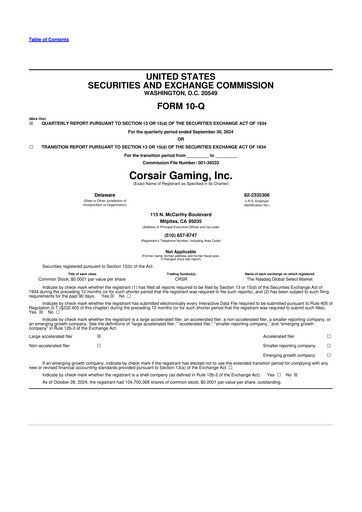 Thumbnail Corsair Gaming
 10-Q Quarterly Report FY2024 