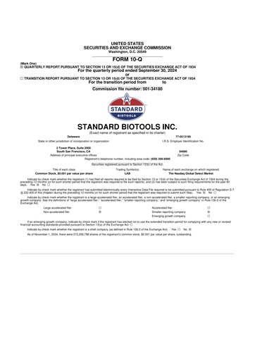 Thumbnail Standard BioTools 10-Q Quarterly Report FY2024 