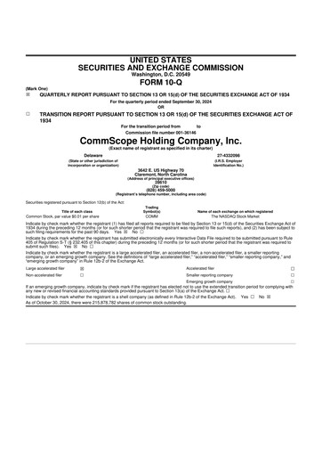Miniature CommScope
 10-Q Rapport trimestriel 2024 