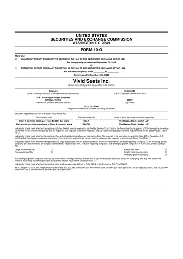 Thumbnail Vivid Seats 10-Q Quarterly Report FY2024 